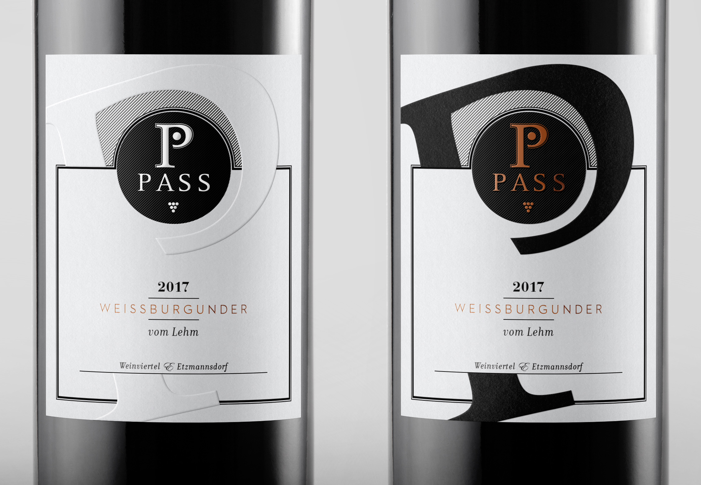 Titanweiss, Grafikstudio, Hanfthal, Weinviertel, Etikettendesign, Weingut Pass, Weinflasche