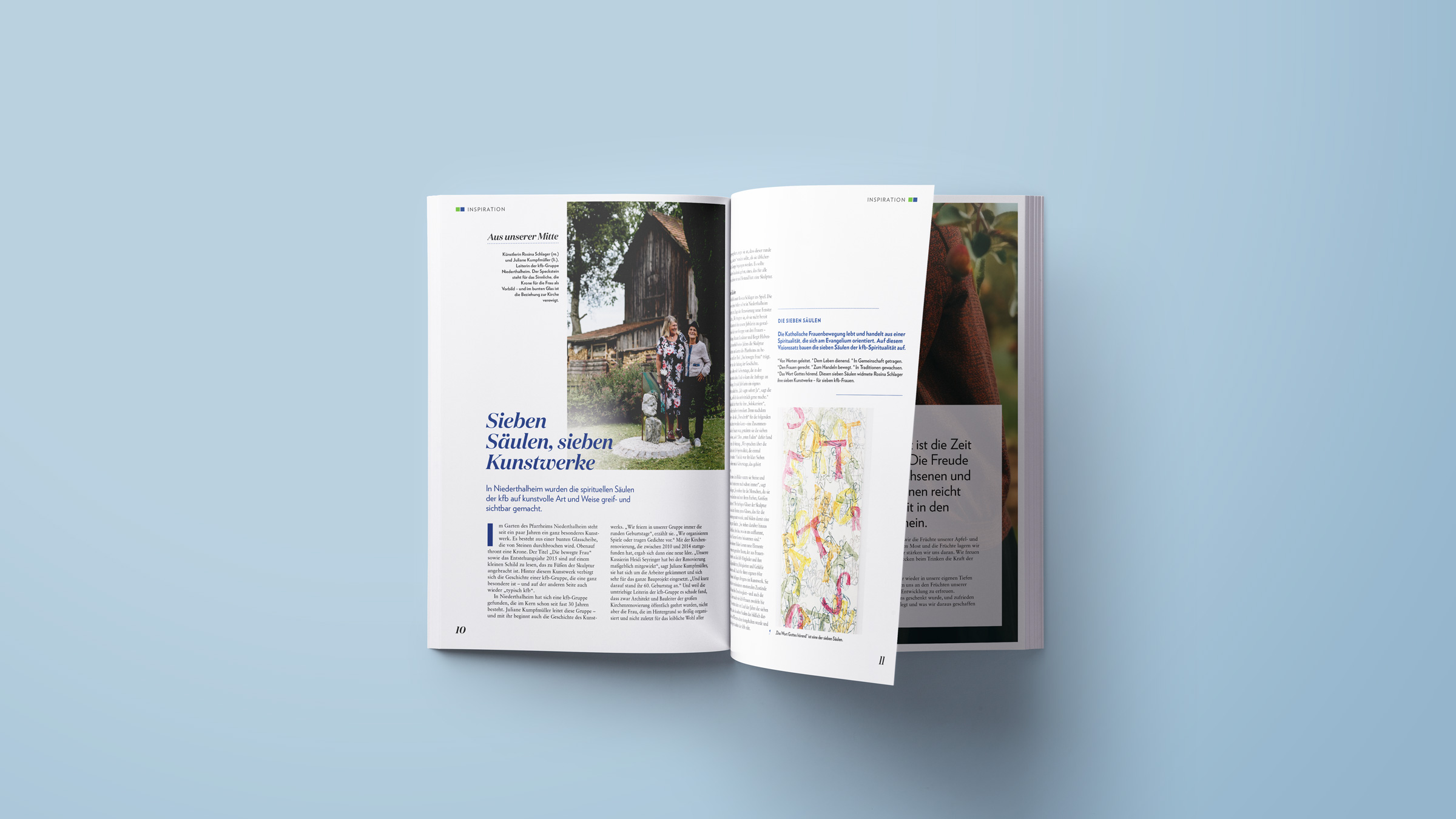 Titanweiss, Grafikstudio, Hanfthal, Weinviertel, Editorial Design, Kfb, Doppelseiten